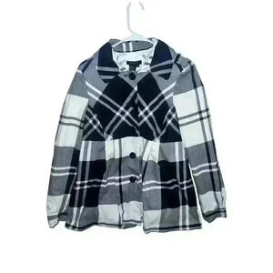 Sandro Sportswear Plaid  Pleated Jacket Mackinaw Sz m Preppy Monochrome